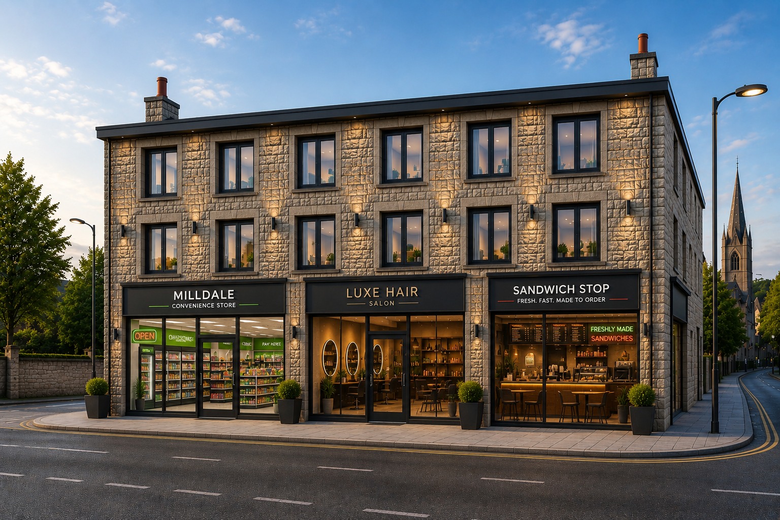 After: a fully let, occupied mixed-use building brought back into productive use